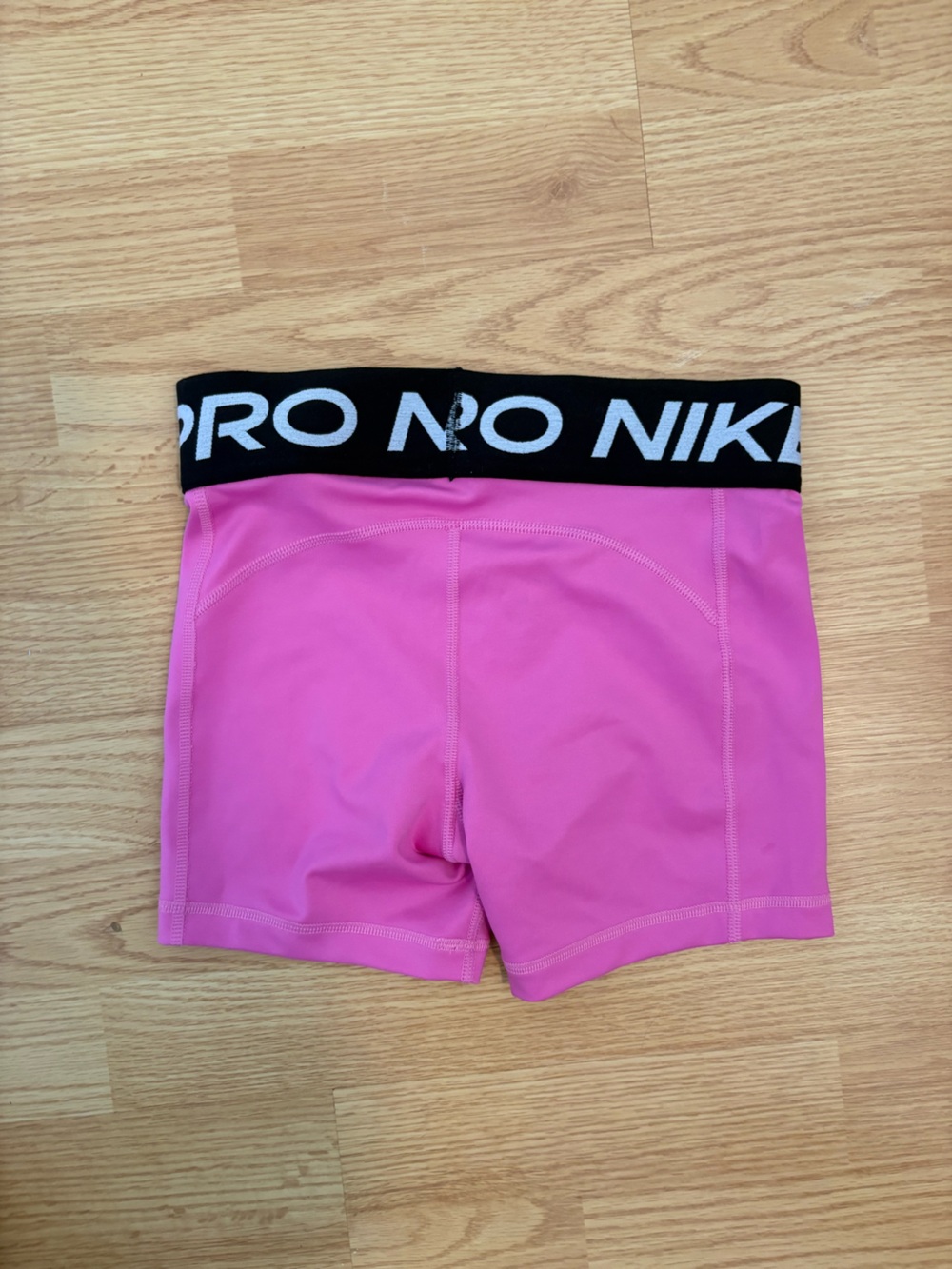 Nike Pink Athletic Compression Shorts with Black Waistband - Picture 2 of 2